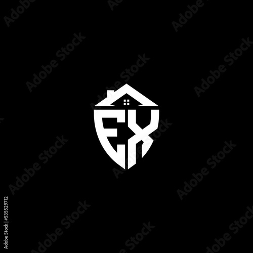 EX Initial Letters home Shield concept Logo
