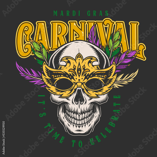 Carnival skull colorful vintage flyer