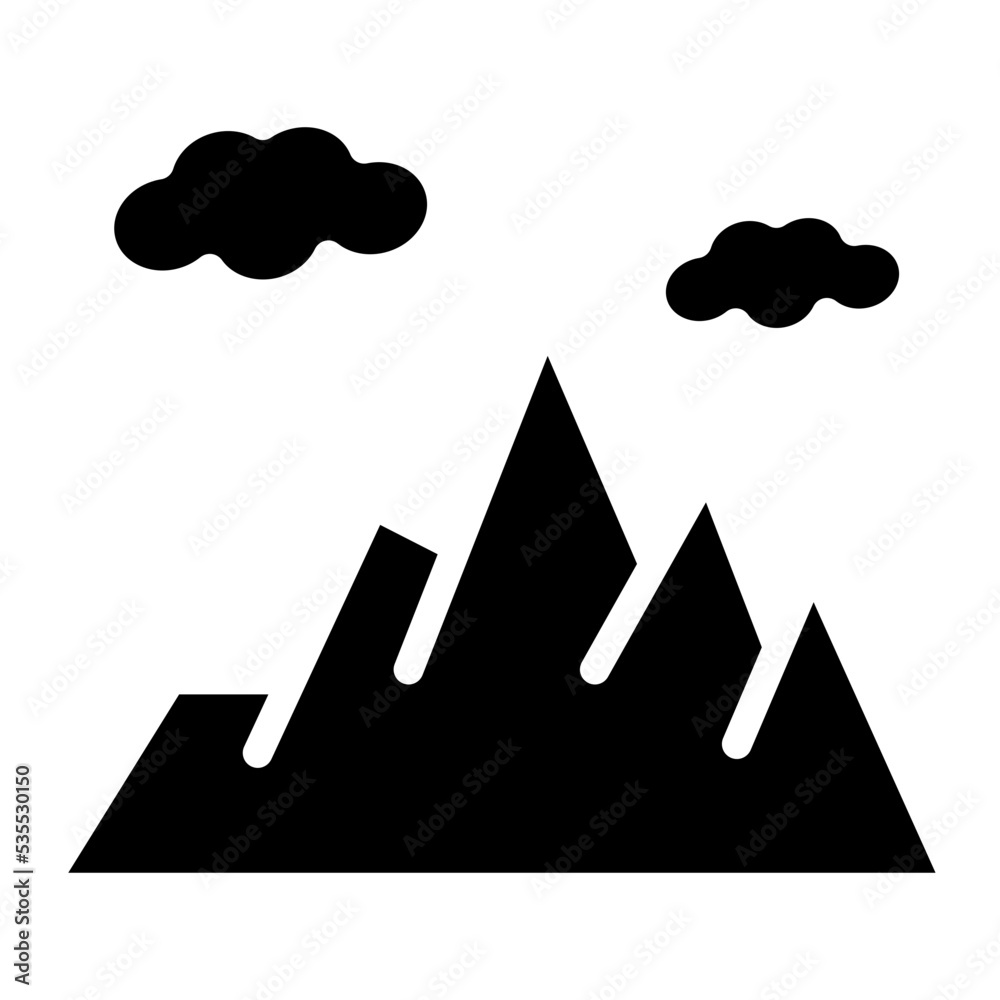 cloudy mountain glyph icon cloudy mountain glyph icon