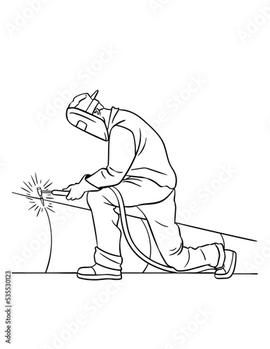 Welder Isolated Coloring Page for Kids