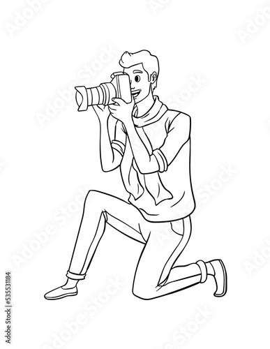 Photographer Isolated Coloring Page for Kids