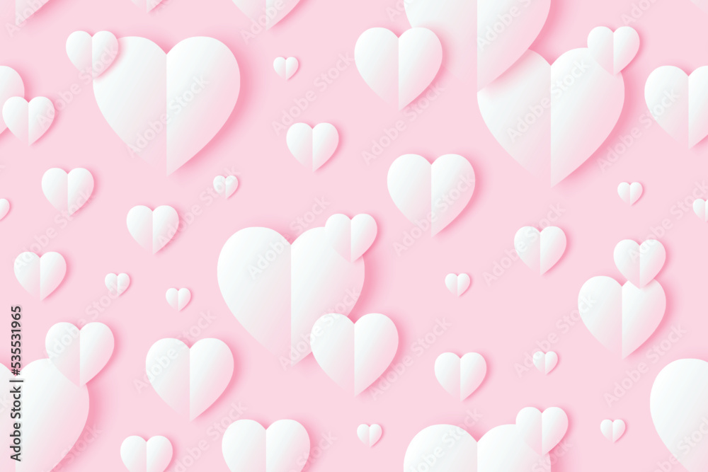 Cute pink heart pastel love Valentine paper texture pattern