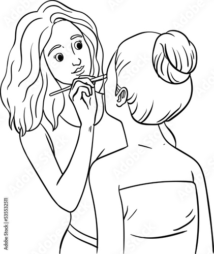 Makeup Artist Isolated Coloring Page for Kids