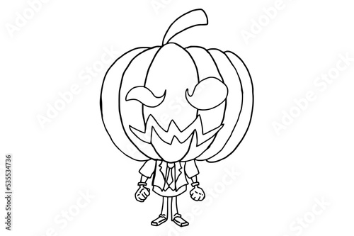 Halloween Cartoon Character - Pumpkin Boy Vector