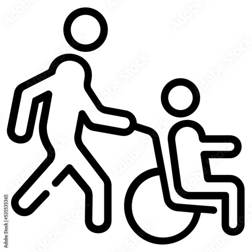 An outline icon of disable man 