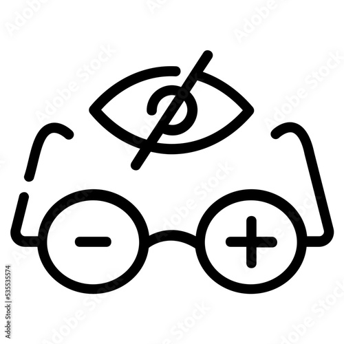 An editable outline icon of no vision 