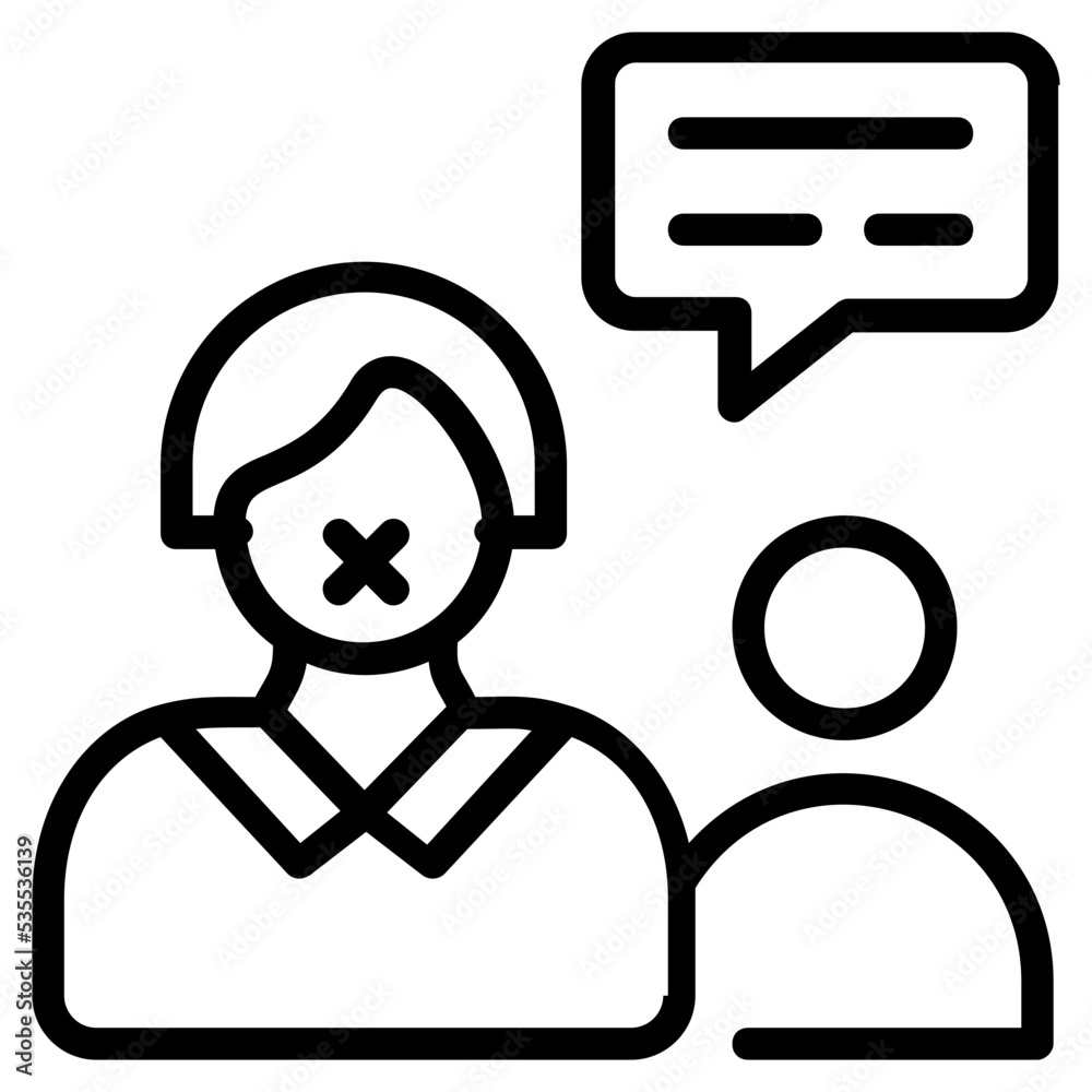 An outline icon of speech impairment 