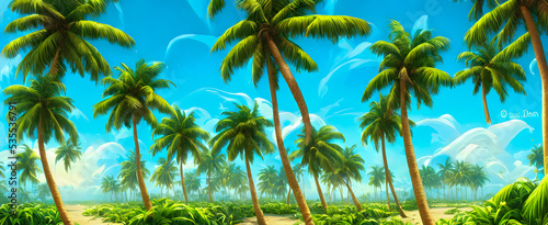Artistic concept painting of a beautiful palms on the beach, background illustration.