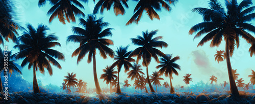 Artistic concept painting of a beautiful palms on the beach  background illustration.