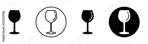 Wine glass icon vector. Simple wine glass in the circle symbol silhouette