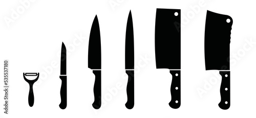 Knife icon vector. Kinds of kitchen knife sign symbol silhouette
