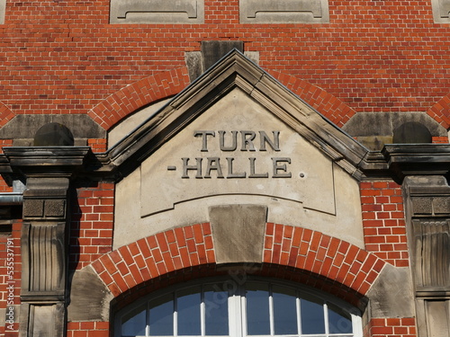 Entrance of the gym of the former Wilhelm School of Lippstadt, North Rhine-Westphalia, Germany photo