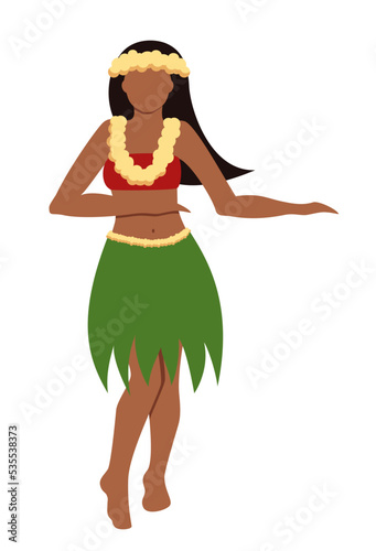 Hawaiian dancing girl isolated on white background