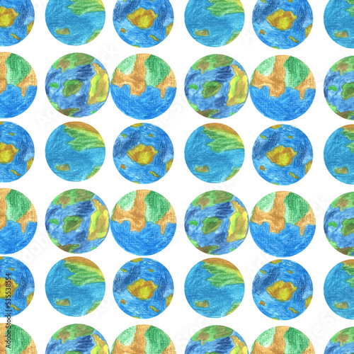 earth pattern watercolor round planet