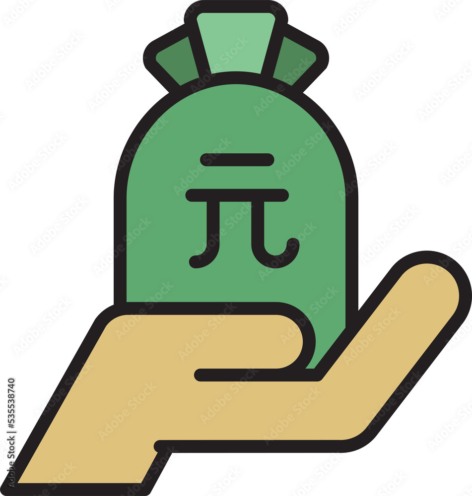 hand holding renminbi sack icon hand holding renminbi sack icon