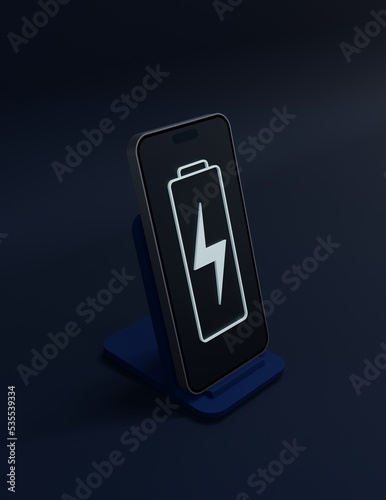 Wireless Smartphone Battery Charging Indicator Symbol 3D Illustration