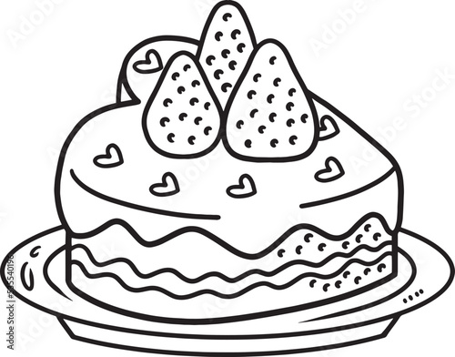 Cake Isolated Coloring Page for Kids