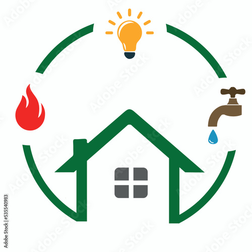 Vector illustration of water, gas, and electricity. Illustrations related to living.