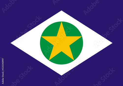 Mato Grosso Flag, state of Brazil. Vector Illustration. photo