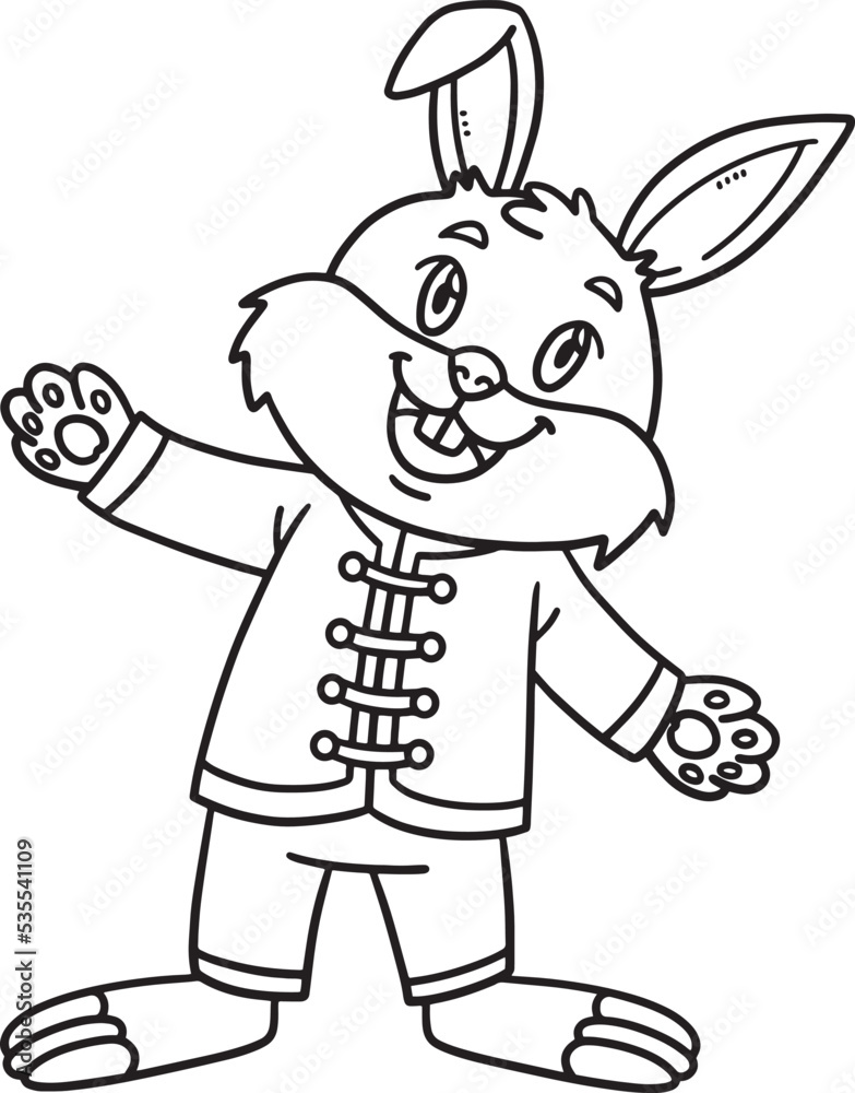 Rabbit Chinese Outfit Isolated Coloring Pages Rabbit Chinese Outfit Isolated Coloring Pages