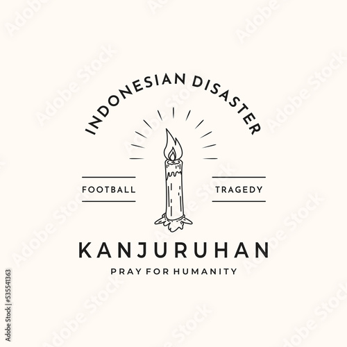 candle light line art logo vector minimalist illustration design, pray for kanjuruhan candle symbol design