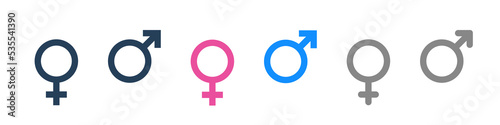 Gender icon. Male female vector sign. Man woman symbol. Sex logo. Isolated mars venus gender icons.