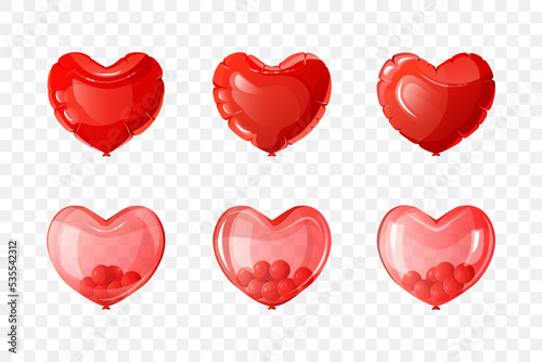 Heart shaped balloons set isolated