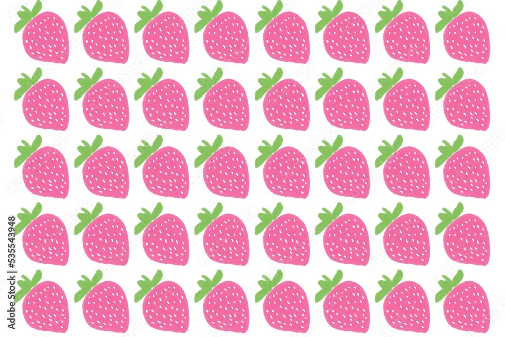 Strawberry pattern on white background, Fruit background, Strawberry background, Pink pattern. Strawberry pattern on white background, Fruit background, Strawberry background, Pink pattern.