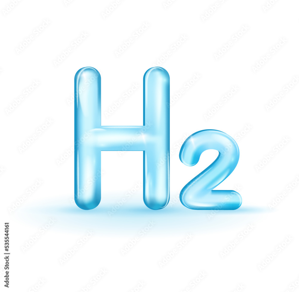 H2 symbol. Blue hydrogen production. Renewable energy source. H2 symbol. Blue hydrogen production. Renewable energy source.