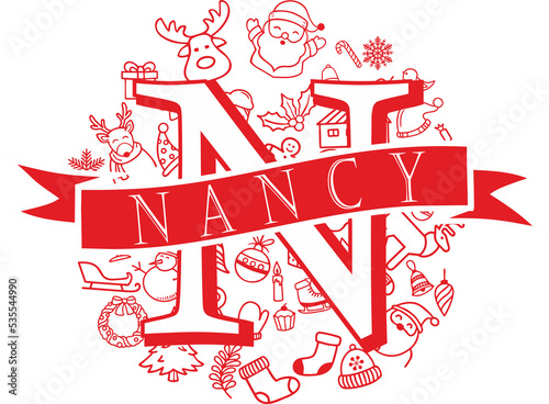 christmas split monogram design - nancy png