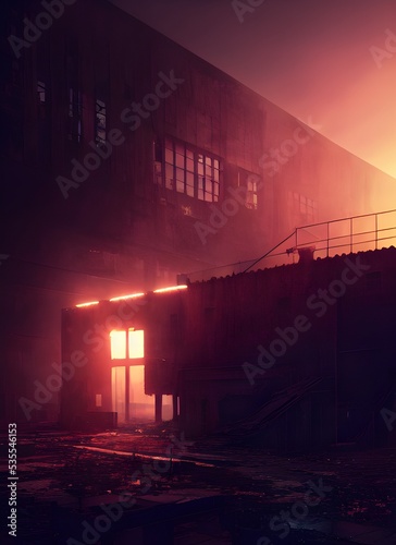 Abandoned factory, ruined and crumbling.  © ECrafts