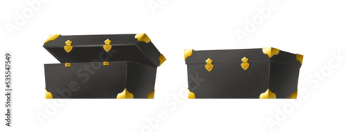 Cartoon style vector icon. Black box open and closed. Isolated on white background.