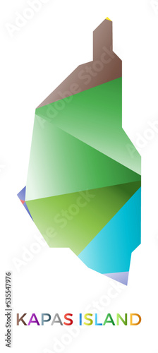 Bright colored Kapas Island shape. Multicolor geometric style island logo. Modern trendy design. Amazing vector illustration. photo