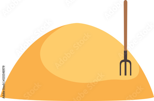 Bale of hay icon. Dried haystack with pitchfork