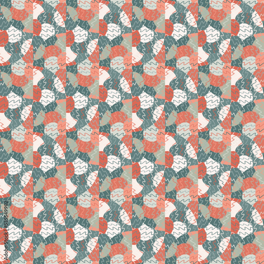 Fototapeta premium Doodle style decorative abstract mosaic ornament. Hand drawn circle shapes kaleidoscope seamless pattern.