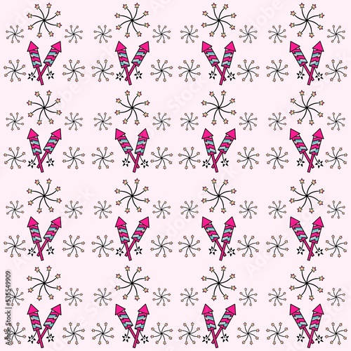 The Fireworks in Sky for Seamless Pattern