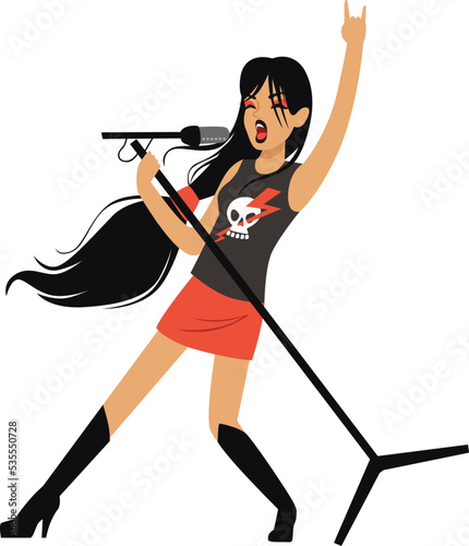 Pretty female rock singer. Punk girl singing
