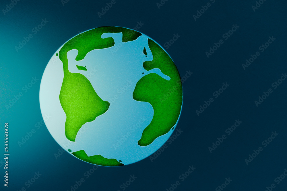 Earth Day, save earth, World Environment day concept. 3d paper cut eco friendly green globe design.