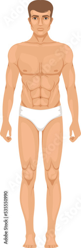 Man body icon. Male figure in underwear front view