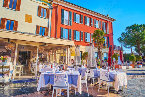 The restaurants on Piazza Giosue Carducci, Sirmione, Italy photo
