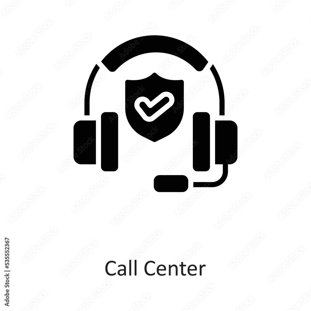 Call Center Solid Icon Design illustration on White background. EPS 10 File