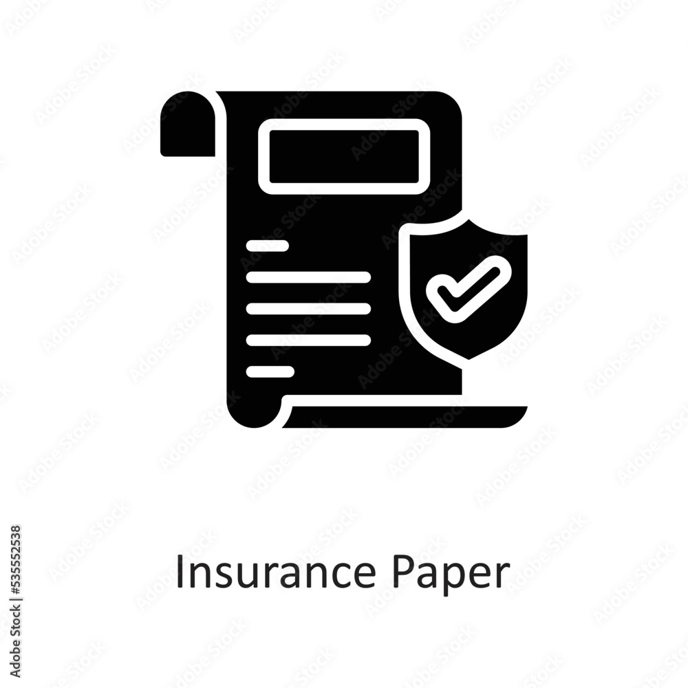Insurance Paper Solid Vector Icon Design illustration on White background. EPS 10 File Insurance Paper Solid Vector Icon Design illustration on White background. EPS 10 File