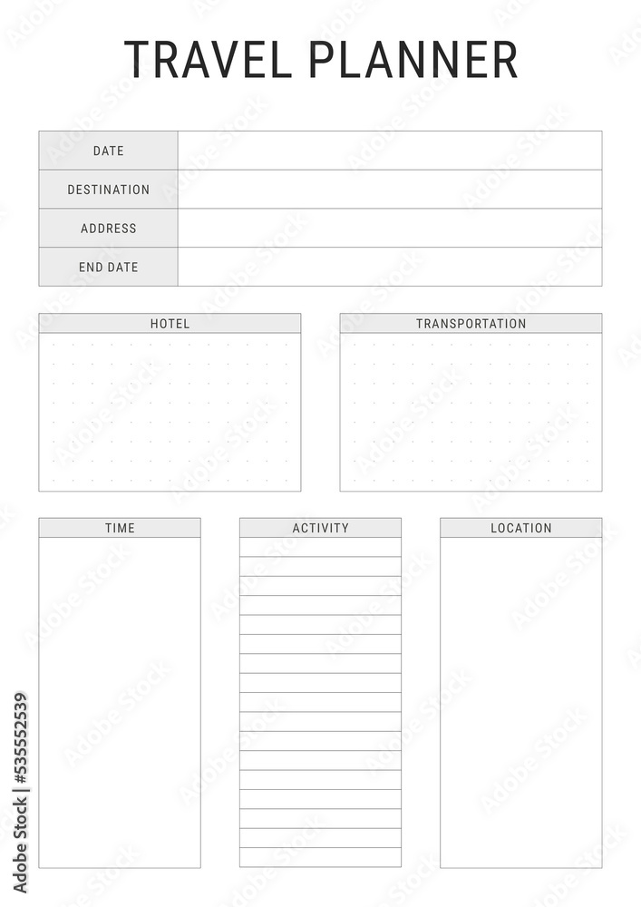Travel Planner Template Design Travel Planner Template Design
