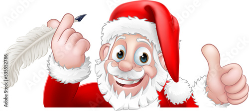 Santa Claus Peeking Quill P...