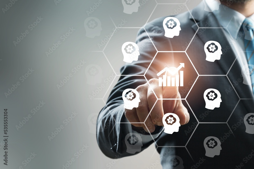 Business man and digital technologies illustrations