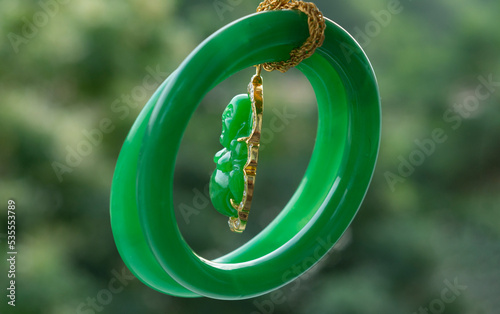 Real jade is a green jade bangle.