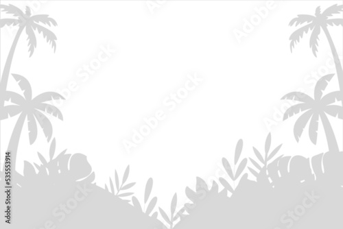 Realistic shadow effect isolated on the white background. Vector illustration of palm trees and tropical leaves realistic shadow.