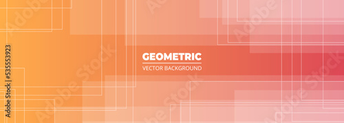 Minimal geometric colored background with white square lines and shapes. Modern abstract texture banner design. Vector illustration