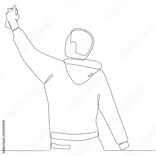 Graffiti Artist Using Color Sprayer Continuous Line Drawing