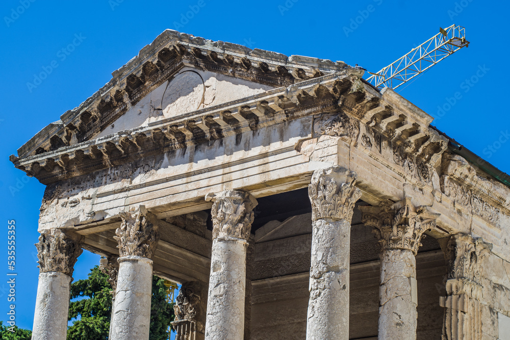 Roman monuments in the center of the old town of Pula. Croatia Roman monuments in the center of the old town of Pula. Croatia